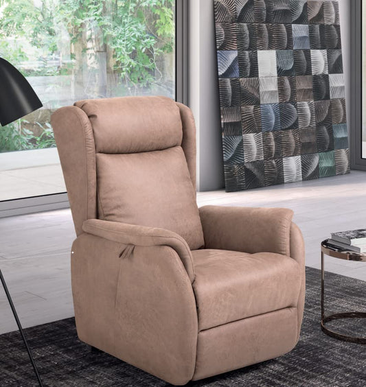 Dafne Italian Design Poltrona relax in tessuto antimacchia aquaclean colore tortora - misure cm. L 78 l 89 H 105 - Made in Italy