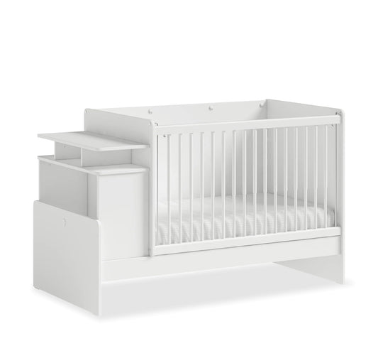 Dafne Italian Design Lettino trasformabile in Baby Cotton con tavolino e corrimano telescopico (70x115-70x145 Cm)