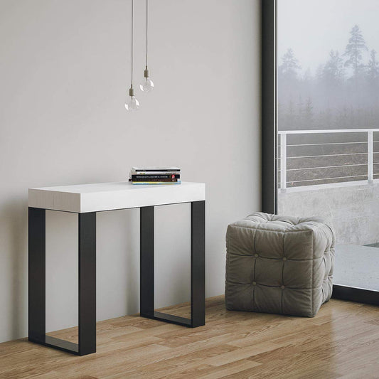 itamoby Consolle Allungabile in Legno e Ferro H77x40x90/300cm Tecno Bianco Frassino Classica