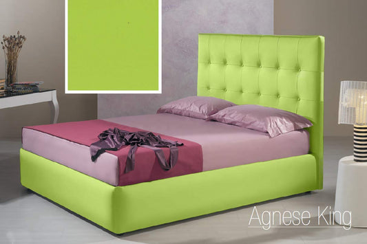 Dafne Italian Design Letto una piazza e mezza contenitore, similpelle lavabile, colore verde - Dimensioni: Larghezza 136 x 210 x H 140 cm - per materasso 120 x 190. - 100% Made in Italy (SFI)