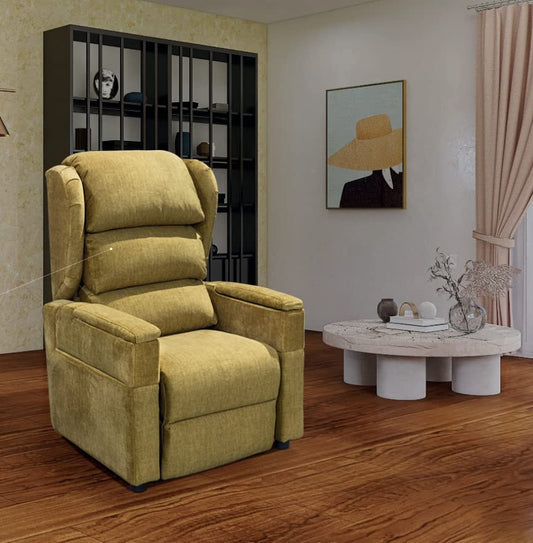 Dafne Italian Design Poltrona relax in tessuto antimacchia aquaclean colore giallo senape - misure cm. L 80 l 91 H 110 - Made in Italy