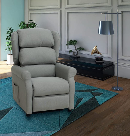 Dafne Italian Design Poltrona relax in tessuto antimacchia aquaclean colore grigio chiaro - misure cm. L 98 l 91 H 110 - Made in Italy