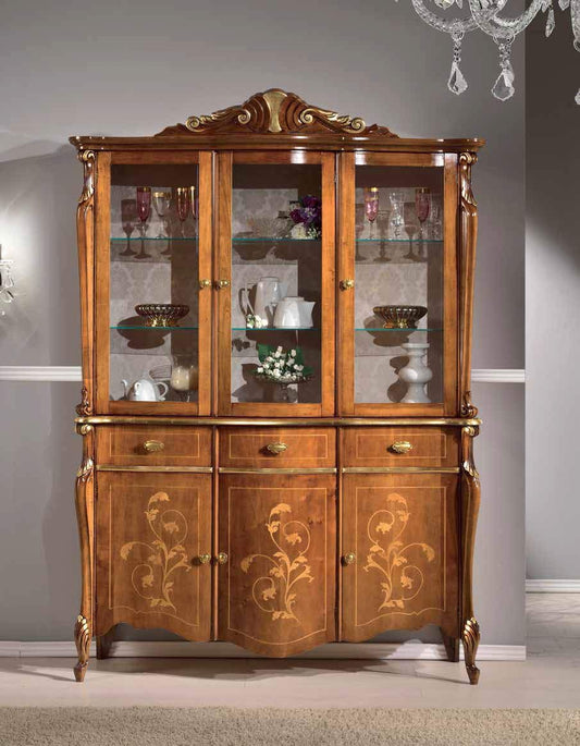 Dafne Italian Design Vetrina Stile Classico Noce (cm. L. 157 - P. 52 - H. 221) (TVG)