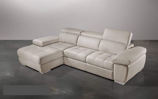Dafne Italian Design Divano Letto angolare 3 posti con penisola a Sinistra. Similpelle Burro (cm. 265 x 182 x 97h)