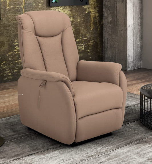 Dafne Italian Design Poltrona relax in tessuto antimacchia aquaclean colore beige - misure cm. L 78 l 86 H 109 - Made in Italy