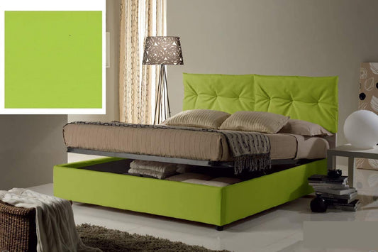 Dafne Italian Design Letto una piazza e mezza contenitore, similpelle, verde lime - 134x205x102 cm - per materasso 120x 90-100% Made in Italy
