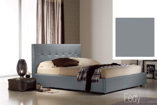 Dafne Italian Design Letto matrimoniale contenitore, similpelle lavabile, colore grigio - Dimensioni: Larghezza 176 x 210 x H 100 cm - per materasso 160 x 190. - 100% Made in Italy (SFI)
