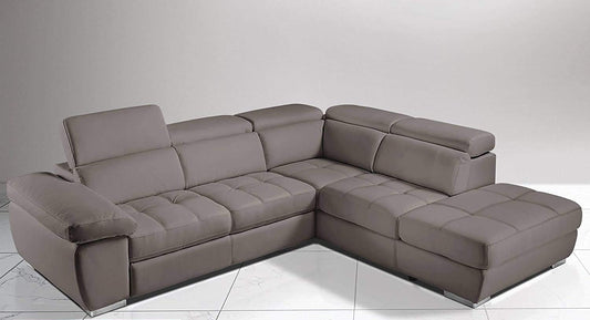 Dafne Italian Design Divano Letto angolare 3 posti con penisola a Destra. Similpelle Talpa (cm. 285 x 245 x 97h)