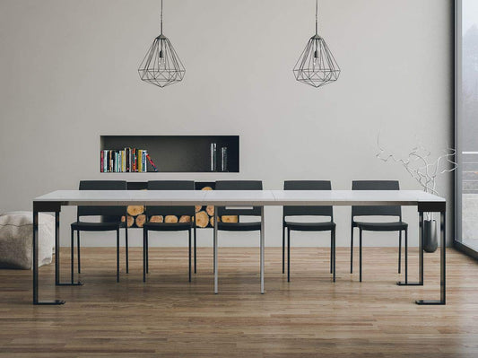 Dafne Italian Design Consolle allungabile Tecno Evolution Bianco Frassino Telaio Antracite