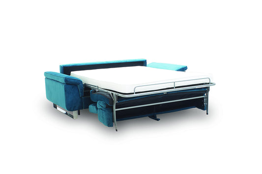 Dafne Italian Design Divano letto tre posti in tessuto colore azzurro - misure cm. L 228 l 109 H 85 - Made in Italy