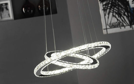 Dafne Italian Design Lampadario - Lampadario a soffitto con rombi concentrici - Sospensione con lampadine a led