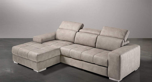 Dafne Italian Design Divano Letto angolare 3 posti con penisola a Sinistra. Similpelle Effetto Nabuk Beige (cm. 259 x 178 x 94h)