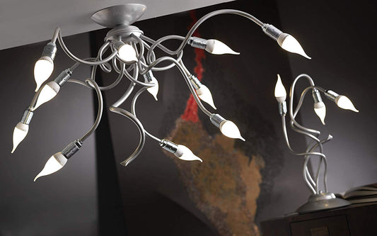 Dafne Italian Design Lampadario a soffitto/plafoniera 8 luci - Stile: Urbano - Compatibile con Class Bulb