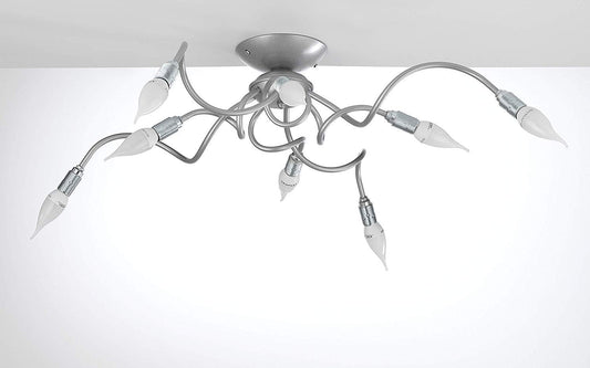Dafne Italian Design Lampadario a soffitto/plafoniera 8 luci - Stile: Urbano - Compatibile con Class Bulb