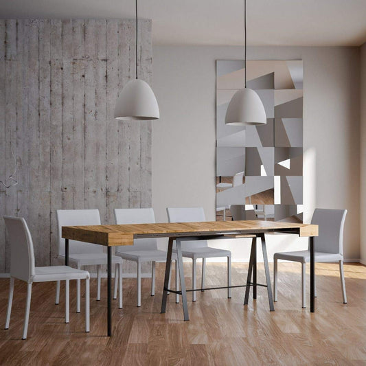 Dafne Italian Design Consolle allungabile Banco Small Quercia Natura Telaio Antracite