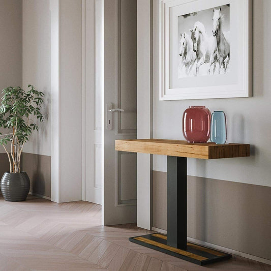 Dafne Italian Design Consolle allungabile Capital Small Quercia Natura Telaio Antracite