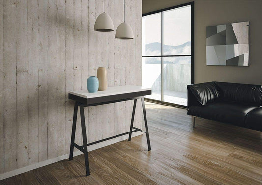 Itamoby Banco Evolution 90cm Consolle Allungabile, Pannelli di nobilitato, Bianco Frassino/Antracite, L.9 x P.4 x H.77