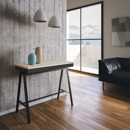 Dafne Italian Design Consolle allungabile Banco Evolution Abete Natura Telaio Antracite