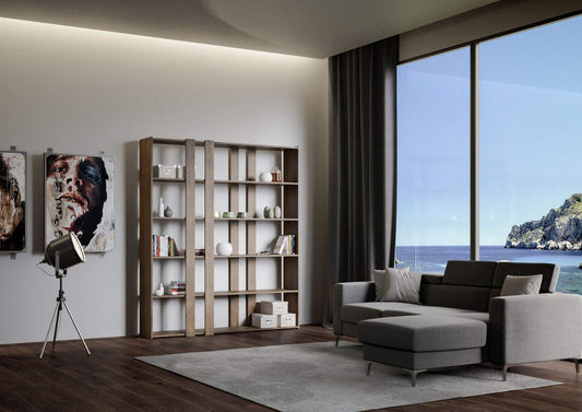 Dafne Italian Design Libreria Composizione A Kato 6R 2 fianchi 4 fasce lunghe Noce