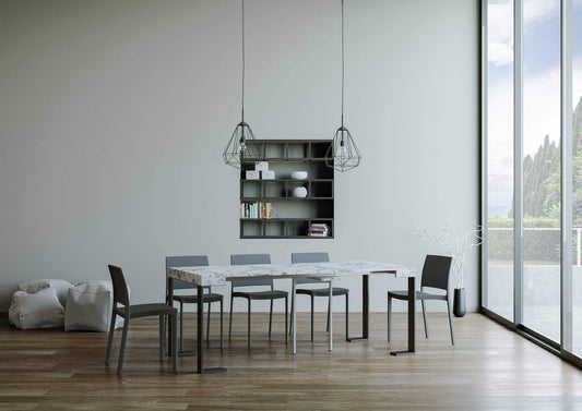 Dafne Italian Design Consolle allungabile Tecno Small Marmo Telaio Antracite