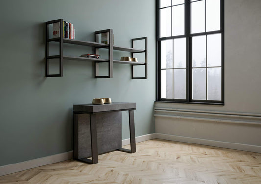 Dafne Italian Design Consolle allungabile Asia Cemento Telaio Antracite