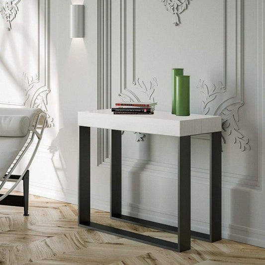 Dafne Italian Design Consolle allungabile Elettra Premium Small Bianco Frassino Telaio Antracite