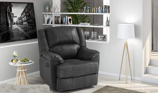 Dafne Italian Design Poltrona con Recliner Manuale. Similpelle Grigio (cm. 94 x 98 x 99h)