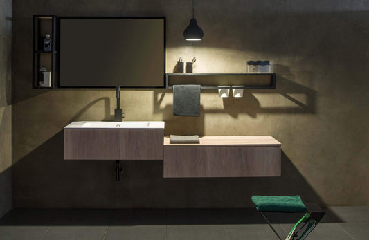 Dafne Italian Design Mobile da Bagno con Top in Ocritech Effetto Legno (cm. L105xP48xH28)