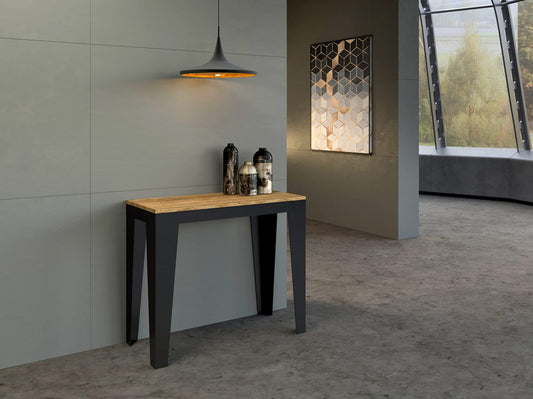Dafne Italian Design Consolle allungabile Flame Evolution Quercia Natura Telaio Antracite