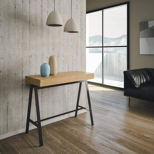 Dafne Italian Design Consolle allungabile Banco Small Quercia Natura Telaio Antracite