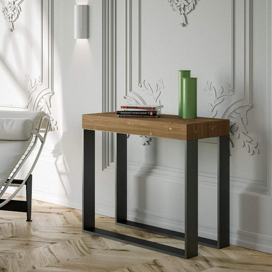Dafne Italian Design Consolle allungabile Elettra Small Abete Tinto Telaio Antracite