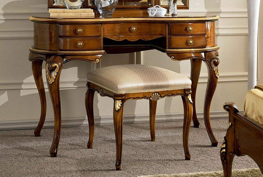 Dafne Italian Design Pettiniera noce scuro e decorazioni oro - 100% Made in Italy (SF17)
