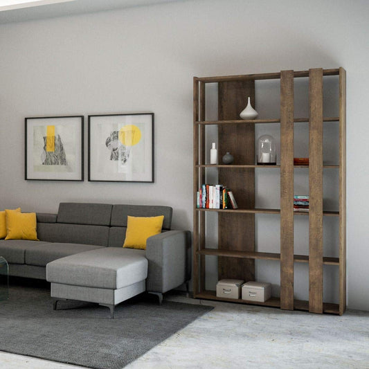 Dafne Italian Design Libreria Composizione Small B Kato 6R 2 fianchi 4 fasce lunghe Noce