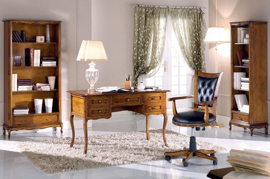 Dafne Italian Design Studio completo composto da: 1 Scrivaniacassetti, noce scuro -cm: 130 cm - 61 cm - H 81 cm - Stile classico - 100% Made in Italy (SF17)