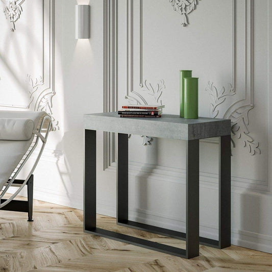 Itamoby Consolle allungabile Elettra Small Cemento & Antracite L.90 x H.77 x P.40 (allungabile Fino a 196 cm)