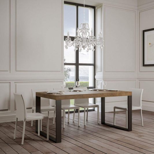 Dafne Italian Design Tavolo Tecno allungabile piano Noce 90x160 allungato 264 telaio Antracite