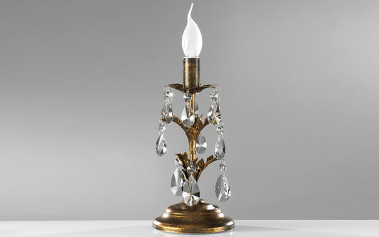 Lume ottone con cristalli- Dimensioni: cm. 14 x 14 x 30h - (DFL)