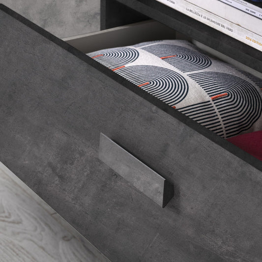 Dafne Italian Design Mobile da soggiorno moderno Pegy misura cm. 270x42x205 colore grigio chiaro e grigio scuro sfumati: base tv, madia alta, pensile e mensola.