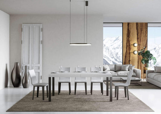 Dafne Italian Design Tavolo everyday allungabile piano Bianco Frassino 90x160 allungato 264 telaio Antracite