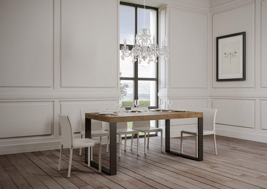 Dafne Italian Design Tavolo Tecno Premium allungabile piano Noce 90x160 allungato 420 telaio Antracite