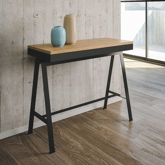 Dafne Italian Design Consolle allungabile Banco Evolution Quercia Telaio Antracite