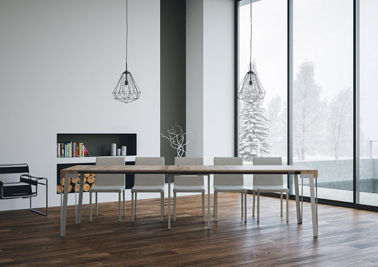 Dafne Italian Design Consolle allungabile Rio Quercia Natura Telaio Argento