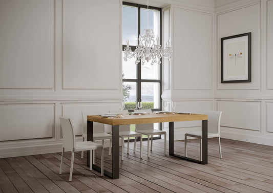 Dafne Italian Design Tavolo Tecno allungabile piano Quercia Natura 90x180 allungato 284 telaio Antracite