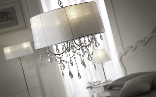Dafne Italian Design Lampadario con cristalli e paralume