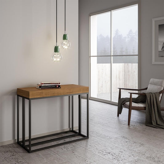 Dafne Italian Design Consolle allungabile Epoca Premium Small Quercia Natura Telaio Antracite