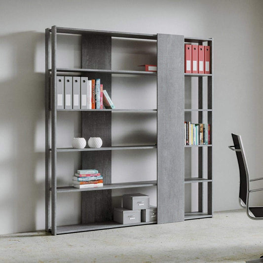 Dafne Italian Design Libreria Composizione B Kato 6R 2 fianchi 4 fasce lunghe Cemento