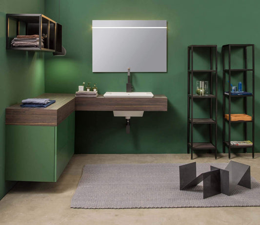 Dafne Italian Design Mobile da Bagno con Top in Ocritech Verde Effetto Legno (cm L170 x P51 x H17)