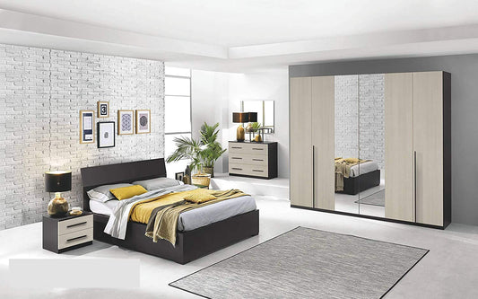 Dafne Italian Design Camera Completa - Ghisa, Effetto Pino Chiaro (cm. 274 x 60 x 250 cm)