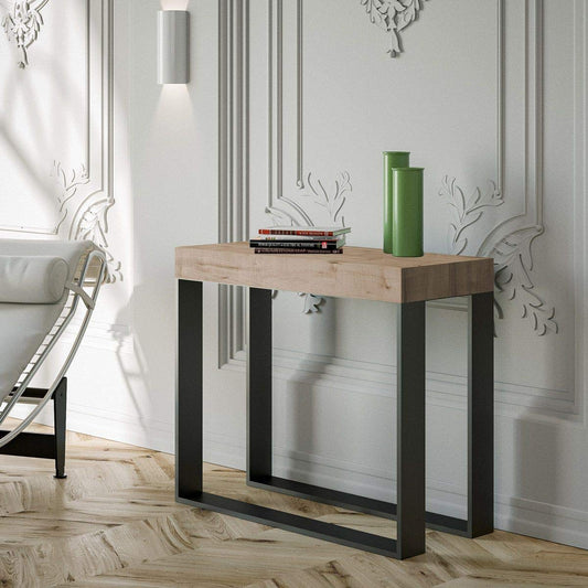 Dafne Italian Design Consolle allungabile Elettra Premium Small Quercia Natura Telaio Antracite