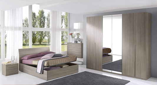 Dafne Italian Design Camera Completa - Effetto Rovere Grigio (cm. 274 x 60 x 250 cm)